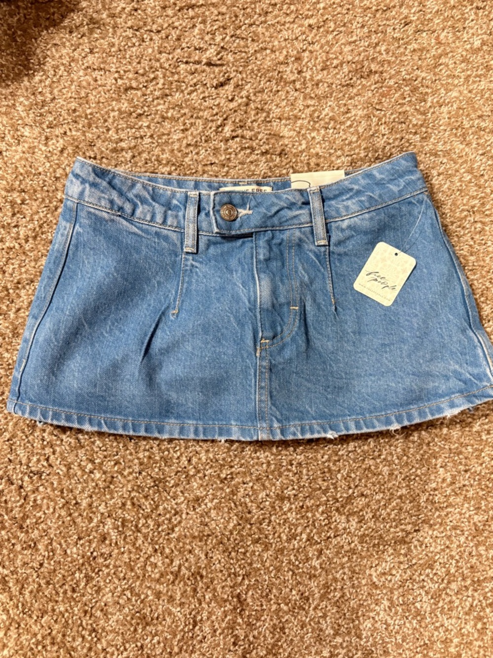 Free People Blue Denim Low Rise Mini Skort